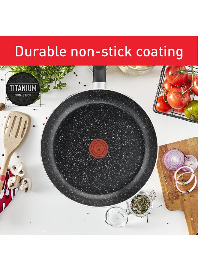 Tefal - TEFAL Dark Stone | 7 pc set | Non-stick Cookware | Safe coating | Heat indicator | Ergonomic handles | Glass lid | Gas | Electric | Ceramic hobs | 2 Years Warranty | B491S785 Marble - Black Whith Grey Dots - Image 1