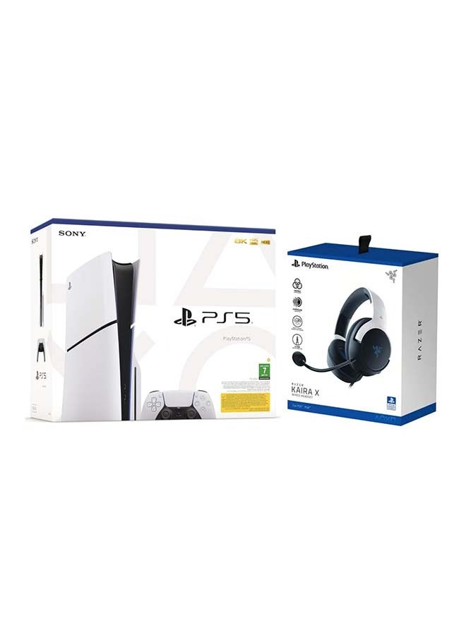 Sony - PlayStation 5 Slim Disc Console (KSA Version) With Razer Kaira X Headset - Image 1