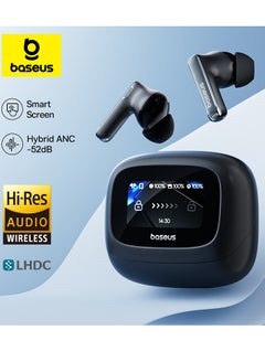 Baseus True Wireless Earbuds with Bluetooth 5.4, Hi-Res Audio, 52dB Active Noise Cancellation, Spatial Acoustics, Smart Touch Display, 7-Hour Playtime, Low Latency, 4-Mic Deep Bass, Smart Case, Customizable via App, TWS Bluetooth Headphones, Wireless In-Ear Earbuds, Compatible with Most Devices (Black) Cosmic Black  - Image 1
