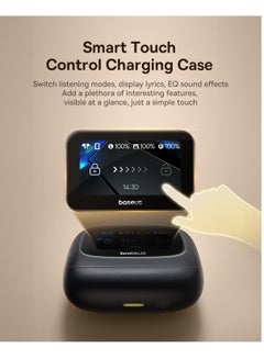Baseus True Wireless Earbuds with Bluetooth 5.4, Hi-Res Audio, 52dB Active Noise Cancellation, Spatial Acoustics, Smart Touch Display, 7-Hour Playtime, Low Latency, 4-Mic Deep Bass, Smart Case, Customizable via App, TWS Bluetooth Headphones, Wireless In-Ear Earbuds, Compatible with Most Devices (Black) Cosmic Black  - Image 2