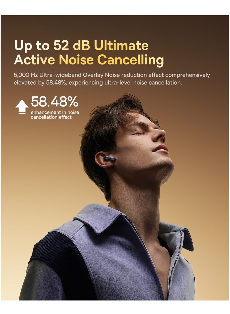 بيسوس True Wireless Earbuds with Bluetooth 5.4, Hi-Res Audio, 52dB Active Noise Cancellation, Spatial Acoustics, Smart Touch Display, 7-Hour Playtime, Low Latency, 4-Mic Deep Bass, Smart Case, Customizable via App, TWS Bluetooth Headphones, Wireless In-Ear Earbuds, Compatible with Most Devices (Black) Cosmic Black  - Image 3