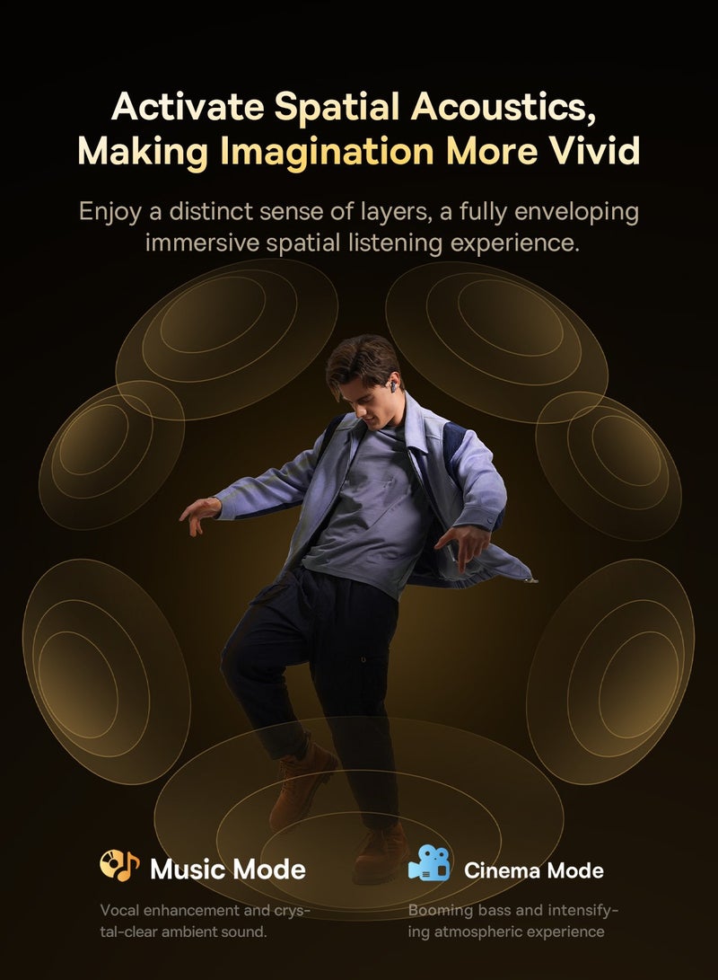 Bowie M2s Ultra True Wireless Earbuds with Hybrid Active Noise Cancellation -52dB, 4-Mic Environmental Noise Reduction, Ultra-Low Latency 0.06s for Gaming, Bluetooth 5.4, Fast Charging, 7H Playback (30H with Case), Touchscreen Charging Case, Hi-Fi Stereo Sound, Hi-Res Audio, Comfortable Fit, Voice Assistant (Black) Cosmic Black
