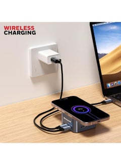 Honeywell New Launch 12-in-1 Type C Dock with 4K HDMI, MagSafe Wireless 15W, Ethernet Port, 4xUSB ports, 2xType C PD 100W, Mic & Audio Port, SD & MicroSD Slot, All Type C devices - Windows/MacBook Grey  - Image 3