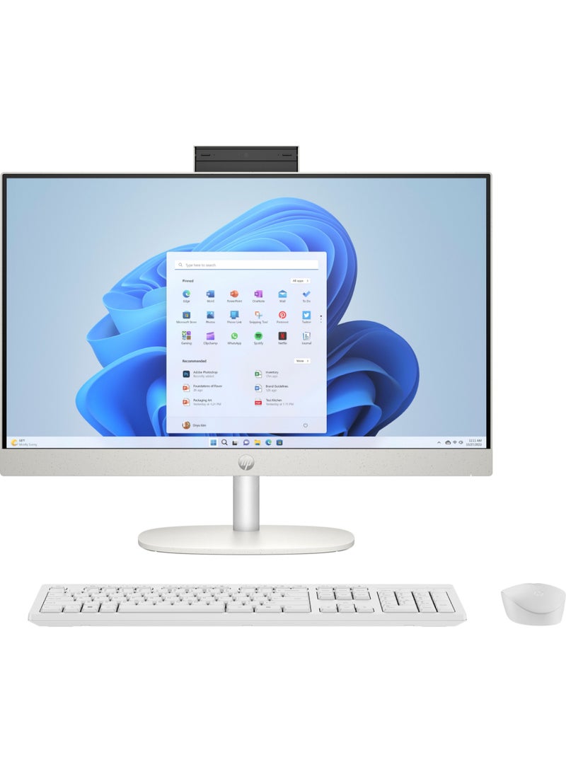 HP - 24-cr0013ne  AIO With 23.8-Inch Display, AMD Ryzen 7 7730U Processor/16GB RAM/512GB SSD/AMD Radeon Graphics/Windows 11 Home English/Arabic Shell white - Image 1