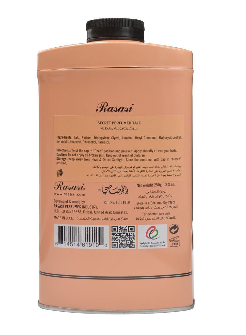 Rasasi Secret Women Perfumed Talcum Powder 250grams - Image 2