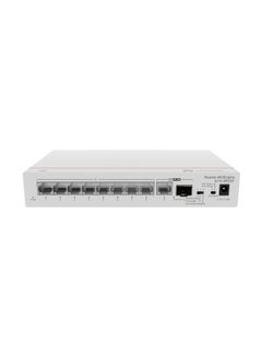 S110-8P2ST 8-Port Gigabit Ethernet Switch with 1 GE SFP Port, 1 x 10/100/1000BASE-T, PoE+ Support (124W), 155W Maximum Power Consumption, 20 Gbps Switching Capacity, 14.88 Mpps Forwarding Rate, 0.8U Rackmount/WALL Mountable, 56V DC Power Adapter, Natural Heat Dissipation, EMC/Safety Certified, Operating Temp 0°C to 40°C (32°F to 104°F) White