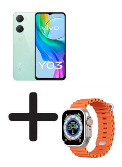 vivo Y03 4G Dual SIM Gem Green 4GB RAM 128GB 5000Mah With a Free Gift T800 Ultra Smart Watch  - Image 1