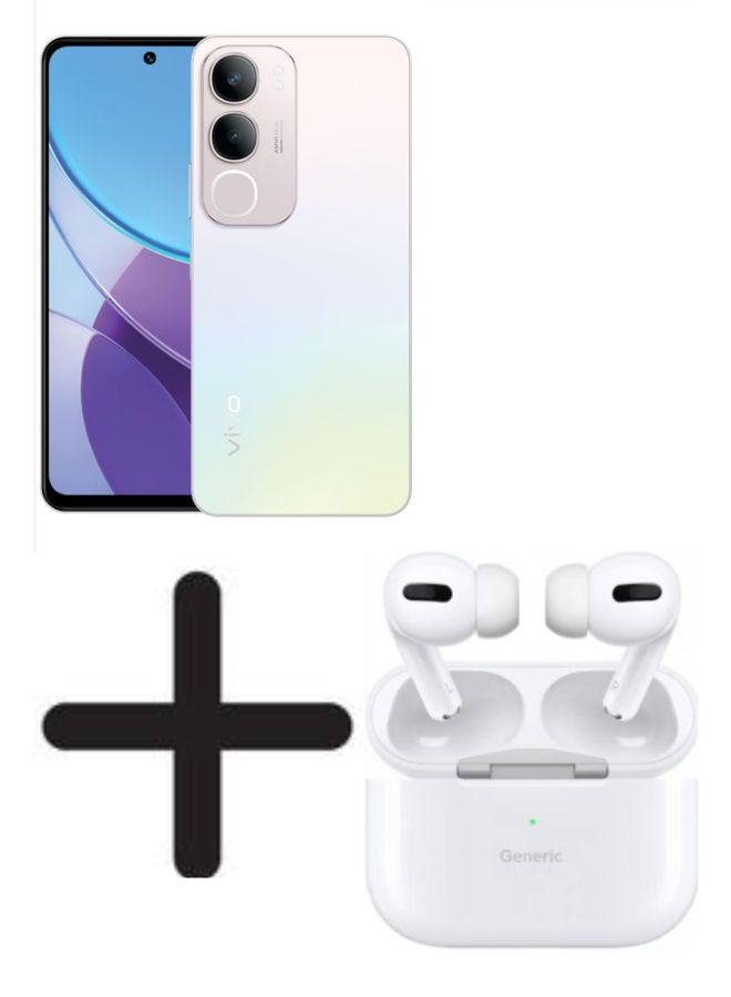 vivo Y19s 4G Dual SIM Silver 6GB RAM 128GB With a Free Gift Generic Pro Air Pods Compatible With Android  - Image 1
