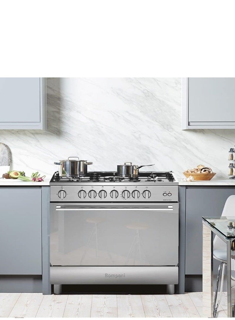 بومباني Gas Oven 5 burners, 60x90cm, Steel Safety - DIVA90GG5TCIX Steel  - Image 3