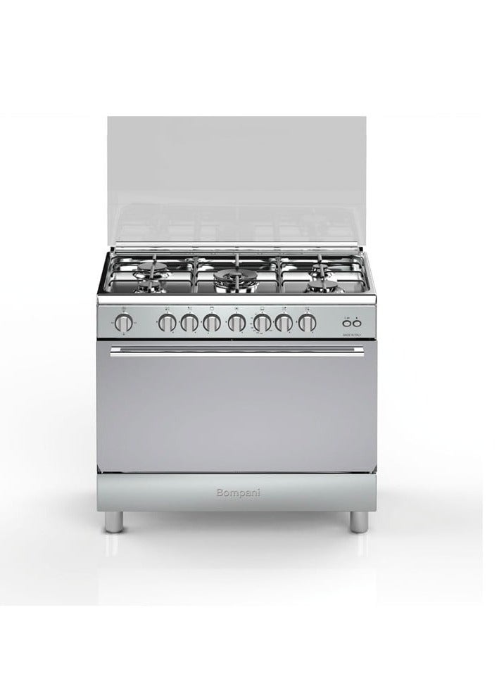 بومباني Gas Oven 5 burners, 60x90cm, Steel Safety - DIVA90GG5TCIX Steel  - Image 1