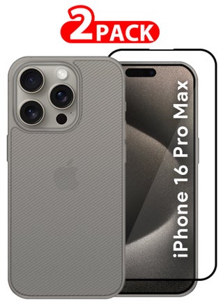 ( for iPhone 16 Pro Max )2Packs, Case Air Skin Line Design Back Cover Sturdy Durable Ultra-Thin Case Drop Protection Cover Clear with Shock Proof Screen Protector Black - pnsku/N70146082V/45/_/1737953302/9c7db873-8534-4aeb-b906-5c277d0c63c5