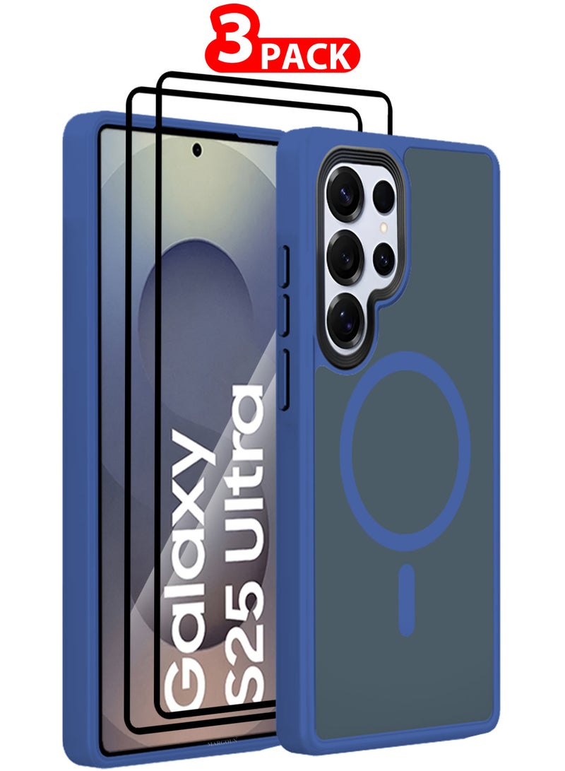 مارجون (لجهاز سامسونج جالاكسي S25 ألترا) 3 حزم، غلاف مغناطيسي نحيف واقي يدعم الشحن اللاسلكي مع 2 واقي شاشة ثلاثي الأبعاد مضاد للصدمات - Image 1