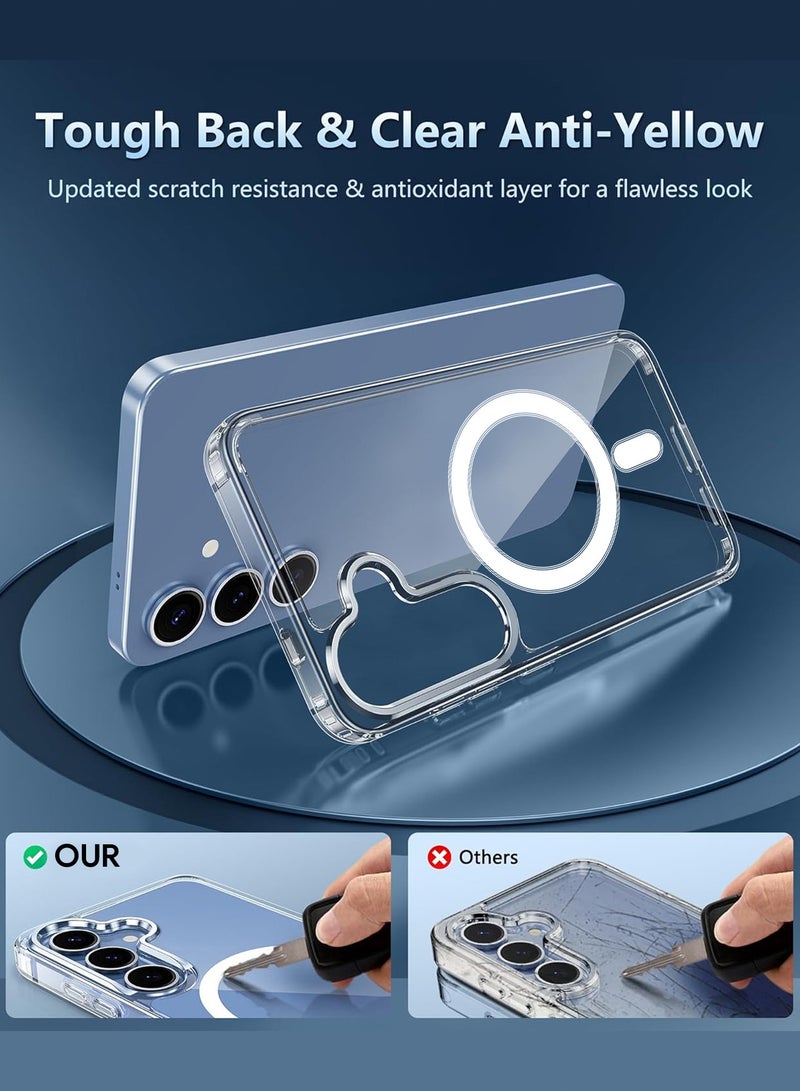 (for Samsung Galaxy S25 Plus) Clear Magnetic Ring Case Ultra Slim and Protective Clear