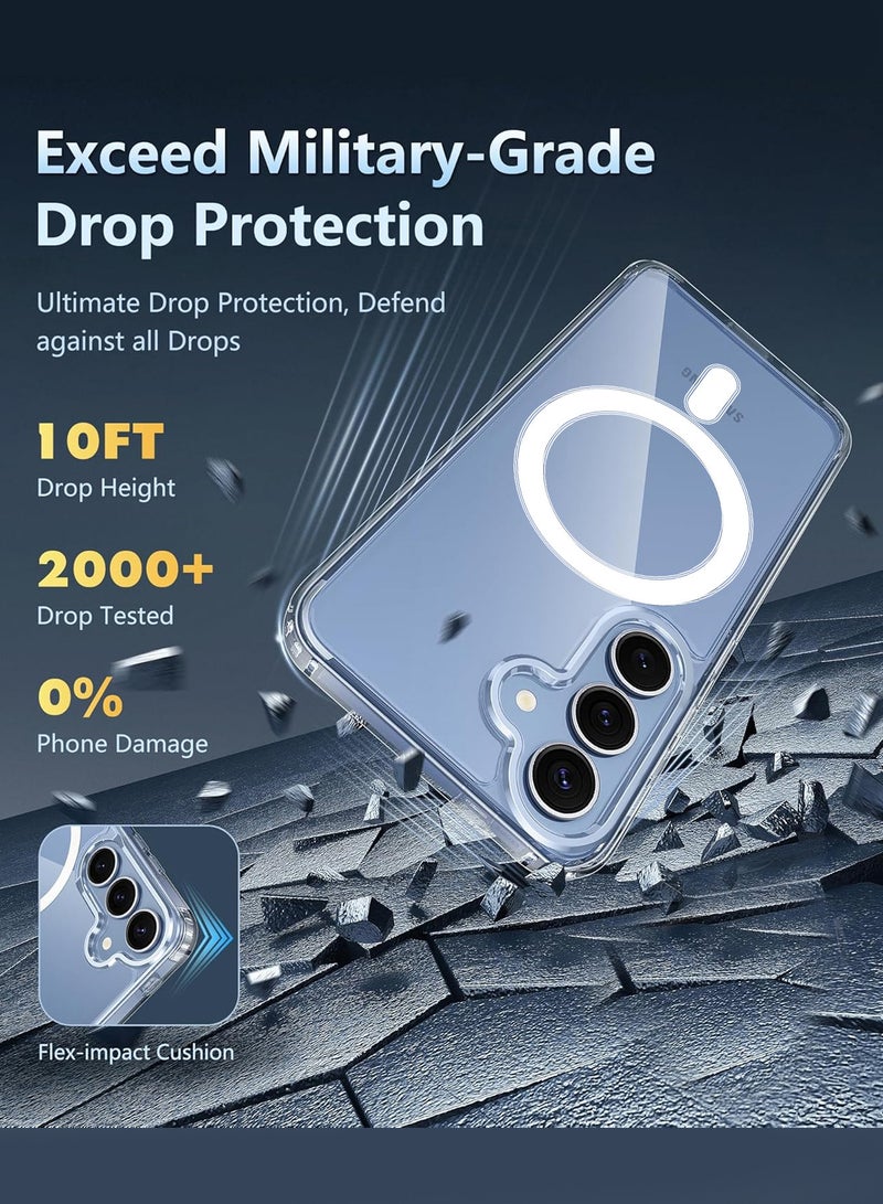 MARGOUN (for Samsung Galaxy S25) 2Packs, Clear Magnetic Ring Case Ultra Slim and Protective with 3D Shock Proof Screen Protector Clear  - Image 2