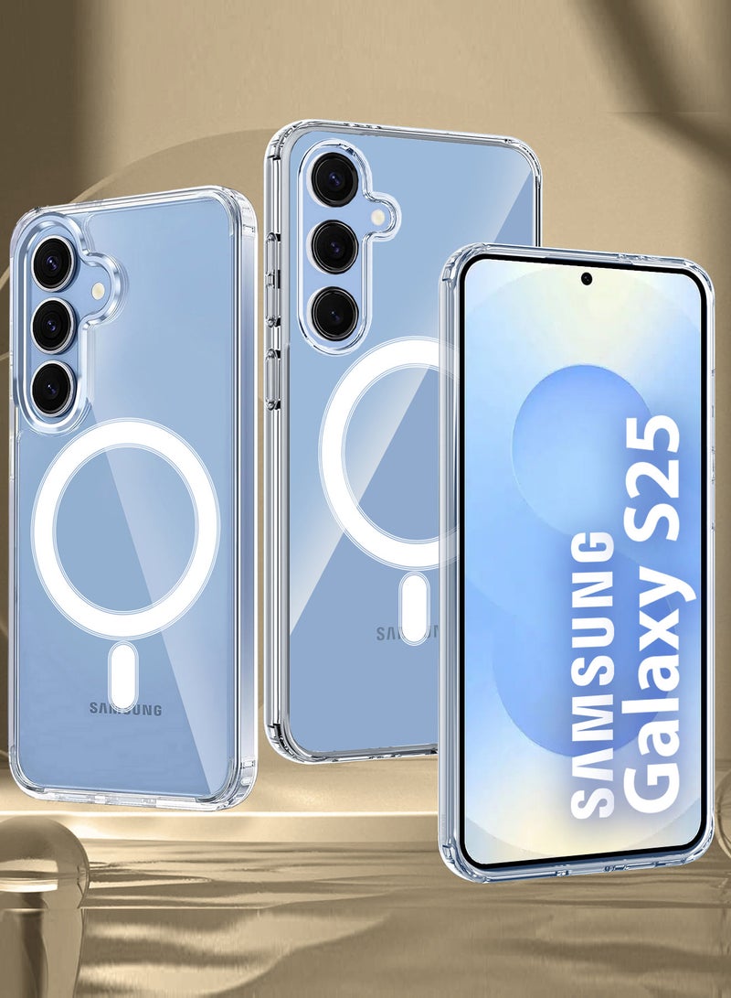 MARGOUN (for Samsung Galaxy S25) 2Packs, Clear Magnetic Ring Case Ultra Slim and Protective with 3D Shock Proof Screen Protector Clear  - Image 3