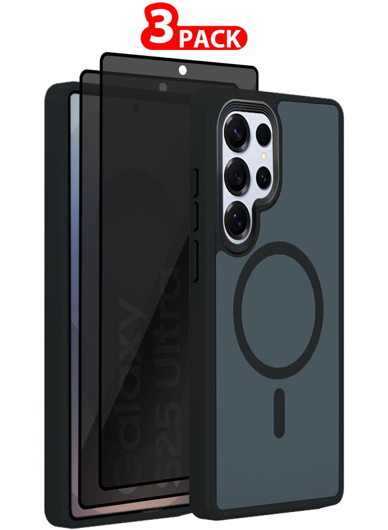مارجون (لجهاز سامسونج جالكسي S25 ألترا) 3 حزم، غلاف مغناطيسي نحيف واقي يدعم الشحن اللاسلكي مع 2 واقي شاشة خصوصية مضاد للصدمات - Image 1