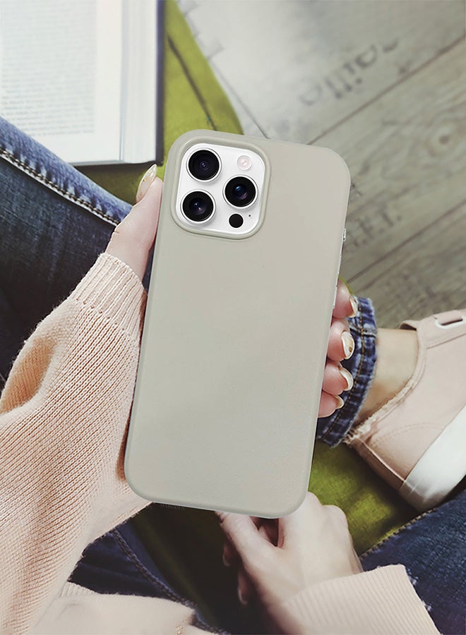 MARGOUN MagSafe Leather Case Cover for Apple iPhone 16 Pro Max, Anti-Scratch Leather Case Shockproof Drop Proof Protective Slim Case - Grey  - Image 4