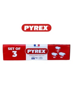 PYREX Pyrex Roaster Rectangle Set of 3, Oven, Microwave, Freezer, and Dishwasher Safe Clear  - Image 3