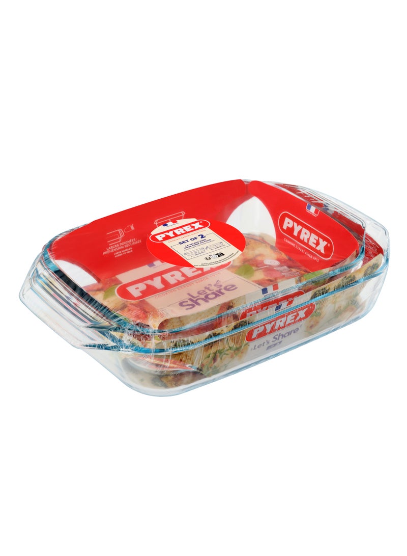 PYREX Pyrex Irresistible Roaster Rectangle Set - 4L + 3L, Oven, Microwave, Freezer, and Dishwasher Safe  - Image 2