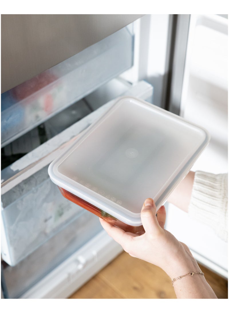 PYREX - Pyrex Cook & Freeze Rectangular Glass Dish with Plastic Lid (0.8L) – Oven, Microwave, Freezer & Dishwasher Safe - Image 1