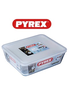 Pyrex Cook & Freeze Rectangular Glass Dish with Plastic Lid (0.8L) – Oven, Microwave, Freezer & Dishwasher Safe