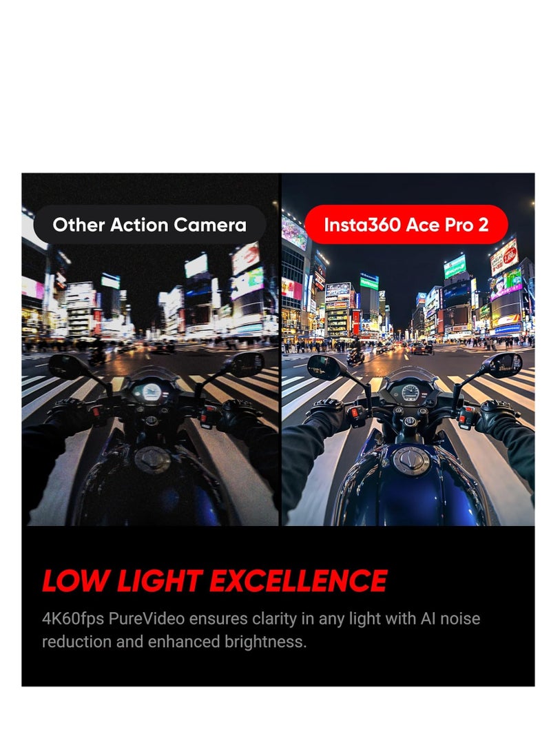 انستا 360 - Ace Pro 2 Action Camera Bundle, 1/1.3" CMOS Sensor, Active HDR Capture, 157° Wide-Angle Leica f/2.6 Lens, FlowState Stabilization, Horizon Lock, Dual Battery Included - Image 1