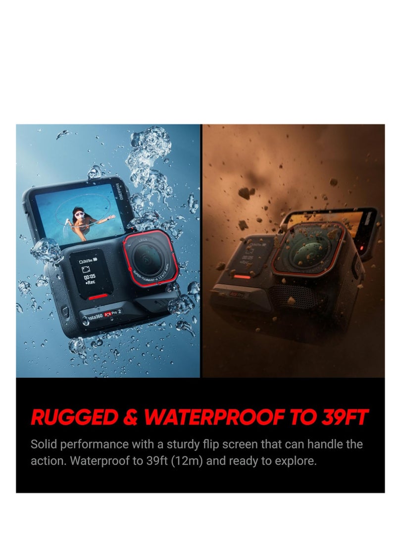 انستا 360 - Ace Pro 2 Action Camera Bundle, 1/1.3" CMOS Sensor, Active HDR Capture, 157° Wide-Angle Leica f/2.6 Lens, FlowState Stabilization, Horizon Lock, Dual Battery Included - Image 1