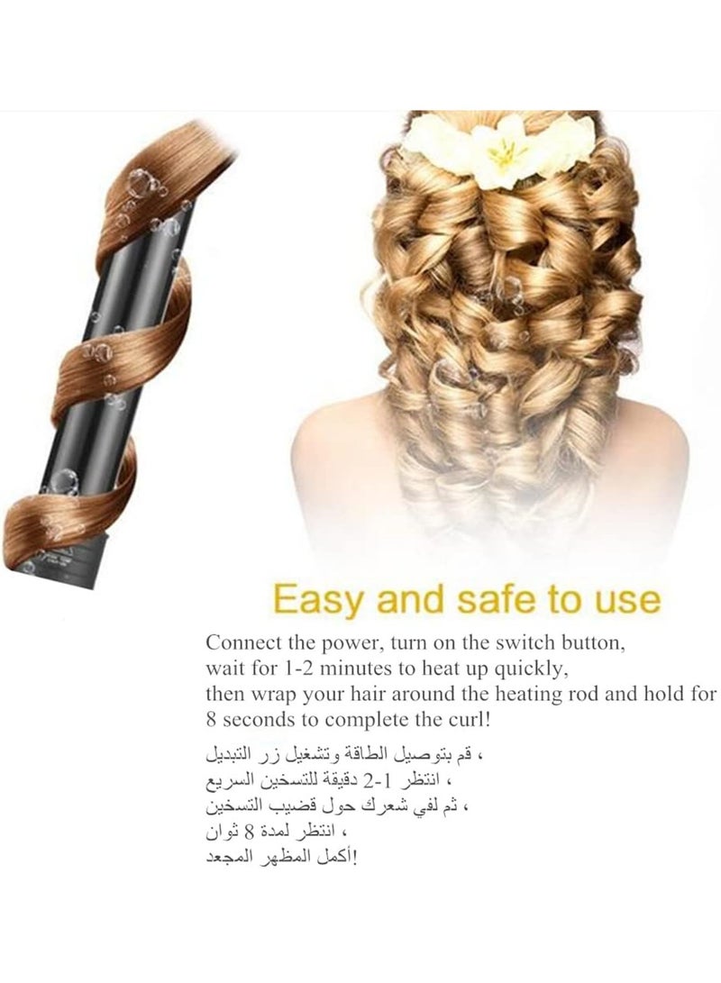 ريبون Original RE-2030 Hair Curler 25MM Hair Curling Iron With Heat Resistant Glove Pink/Black  - Image 5