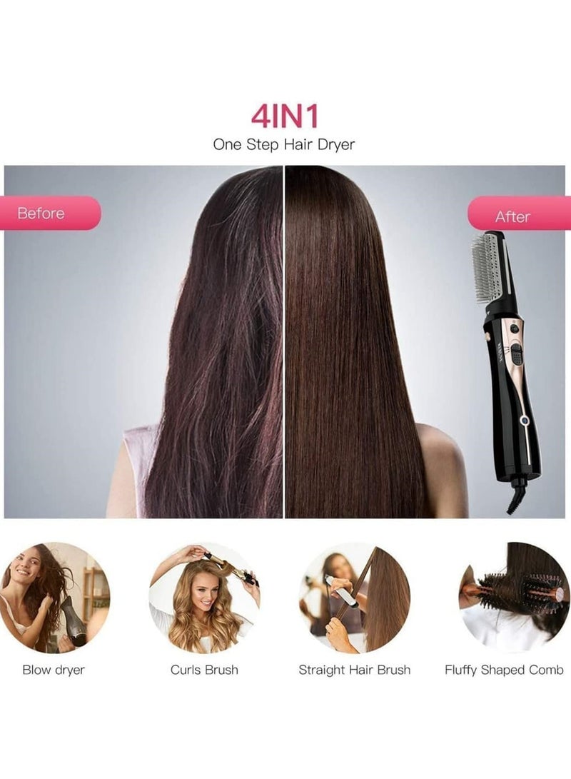 REBUNE Original 1200W Electric Hair Dryer Brush 3 In 1 Hot Air Styler With 2 Attachment RE-2078-2 UAE Plug Black/Gold - Image 3