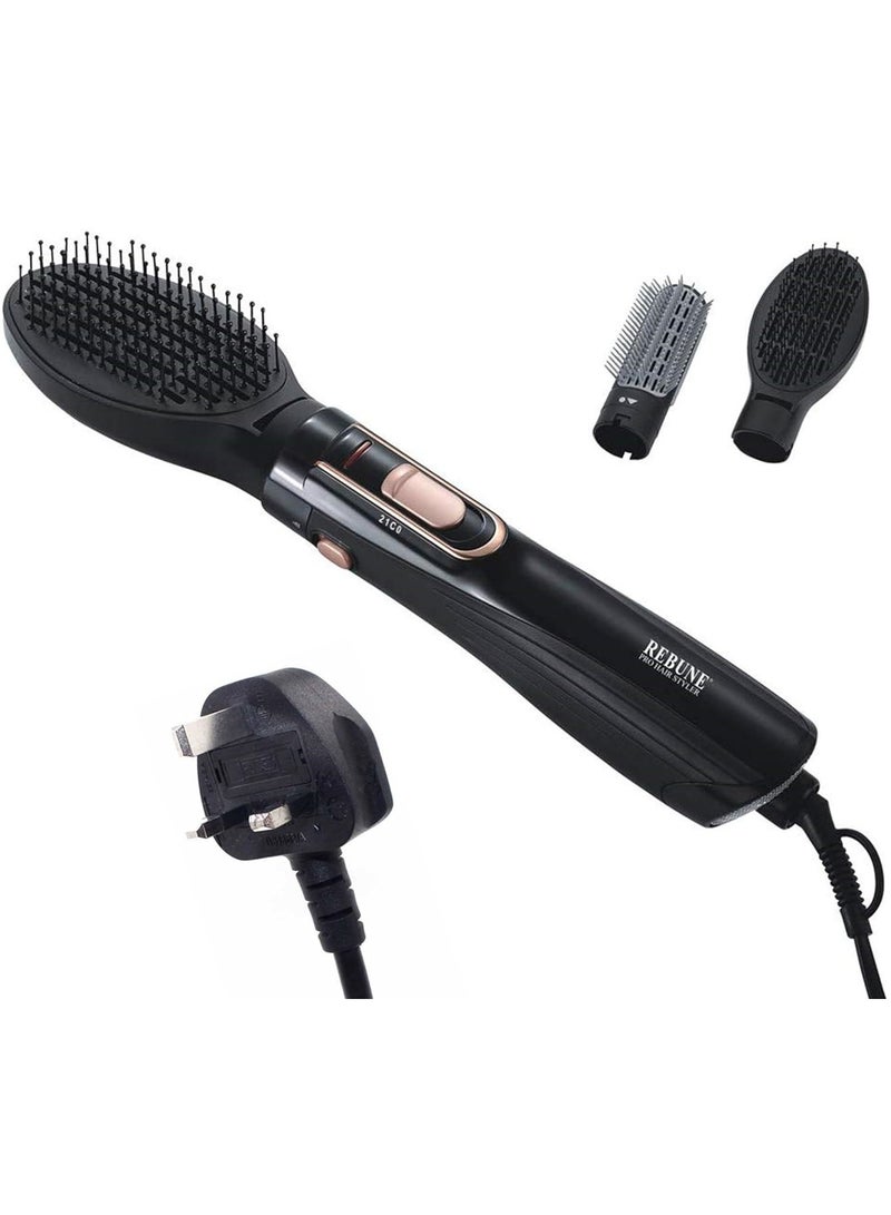 REBUNE Original 1200W Electric Hair Dryer Brush One-Step Volumizer Hair Dryer and Hot Air Brush Black/Gold  - Image 2