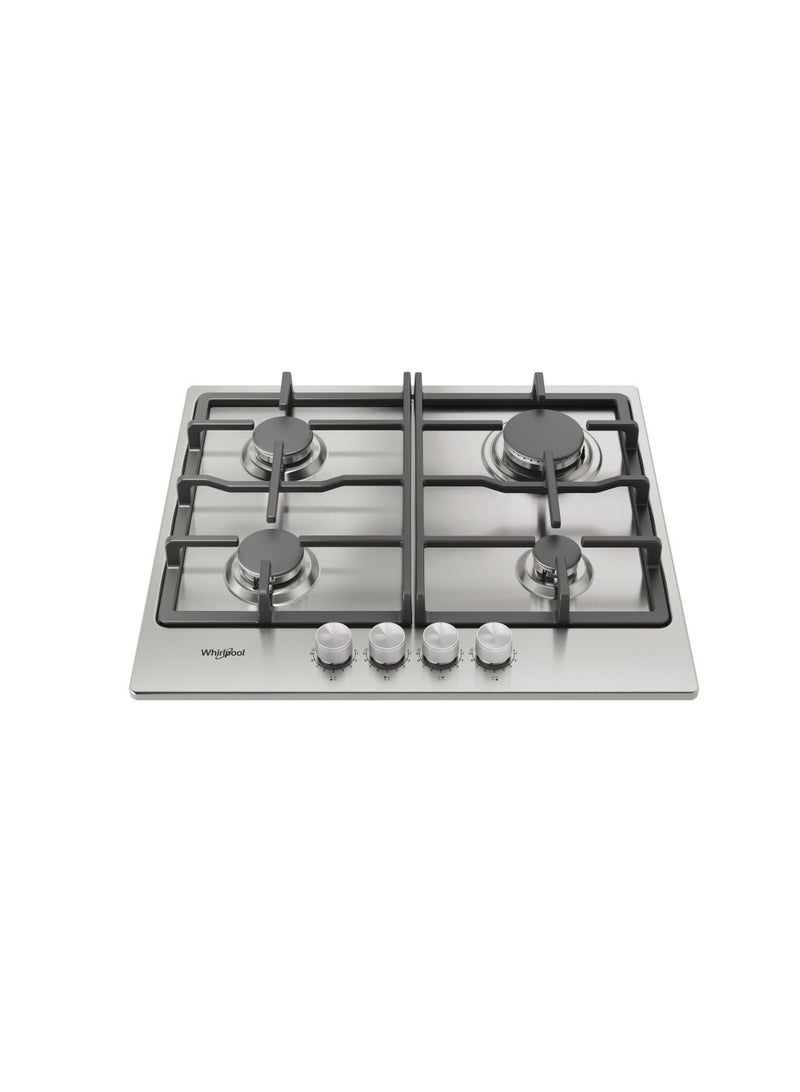 Whirlpool 60CM Built in 4 Gas hob,Cast Iron Open Grid,Inox - TGML660IX Silver - Image 2