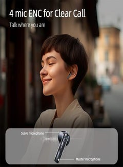QCY T32 AilyBuds Clear Wireless Earbuds, 5.3 Bluetooth Earphone, 13mm Drivers, Low Latency for Gaming, In-Ear Lightweight Design,Quick Charge and 22.5 Hours Long Battery Black  - Image 5