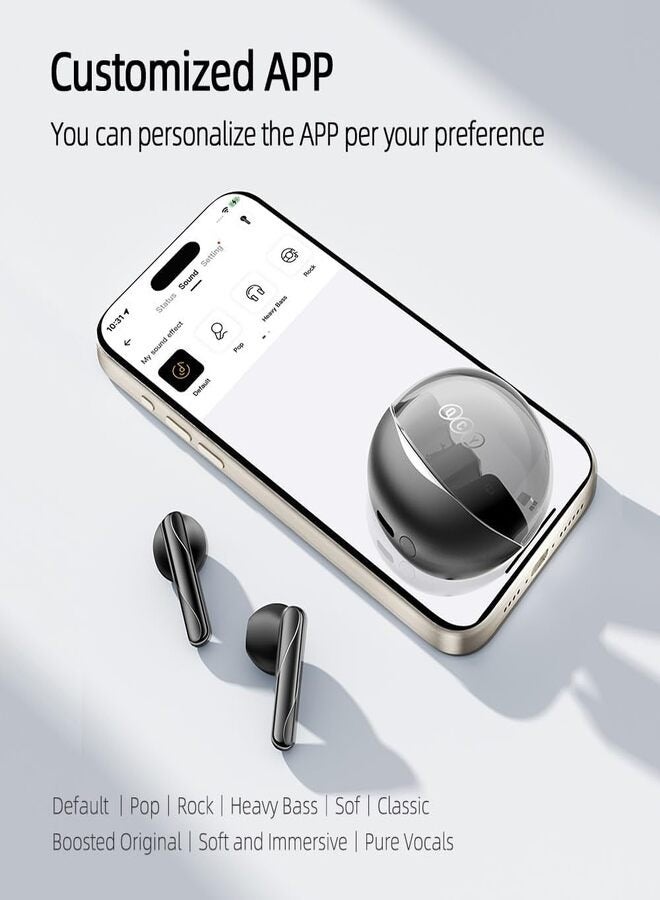 QCY - T32 AilyBuds Clear Wireless Earbuds, 5.3 Bluetooth Earphone, 13mm Drivers, Low Latency for Gaming, In-Ear Lightweight Design,Quick Charge and 22.5 Hours Long Battery Black - Image 1