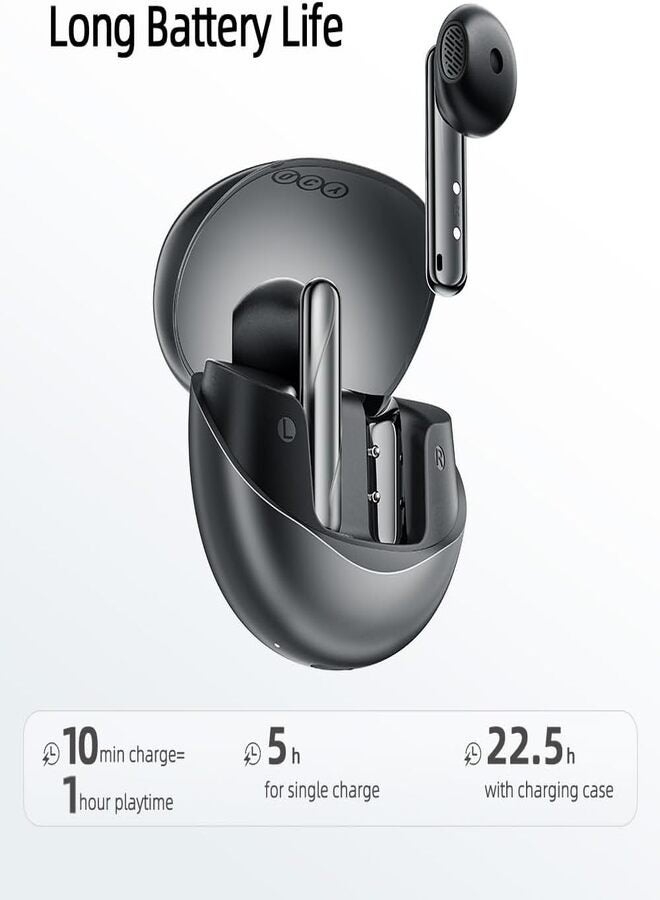 QCY - T32 AilyBuds Clear Wireless Earbuds, 5.3 Bluetooth Earphone, 13mm Drivers, Low Latency for Gaming, In-Ear Lightweight Design,Quick Charge and 22.5 Hours Long Battery Black - Image 1