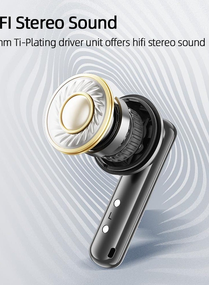 QCY - T32 AilyBuds Clear Wireless Earbuds, 5.3 Bluetooth Earphone, 13mm Drivers, Low Latency for Gaming, In-Ear Lightweight Design,Quick Charge and 22.5 Hours Long Battery Black - Image 1