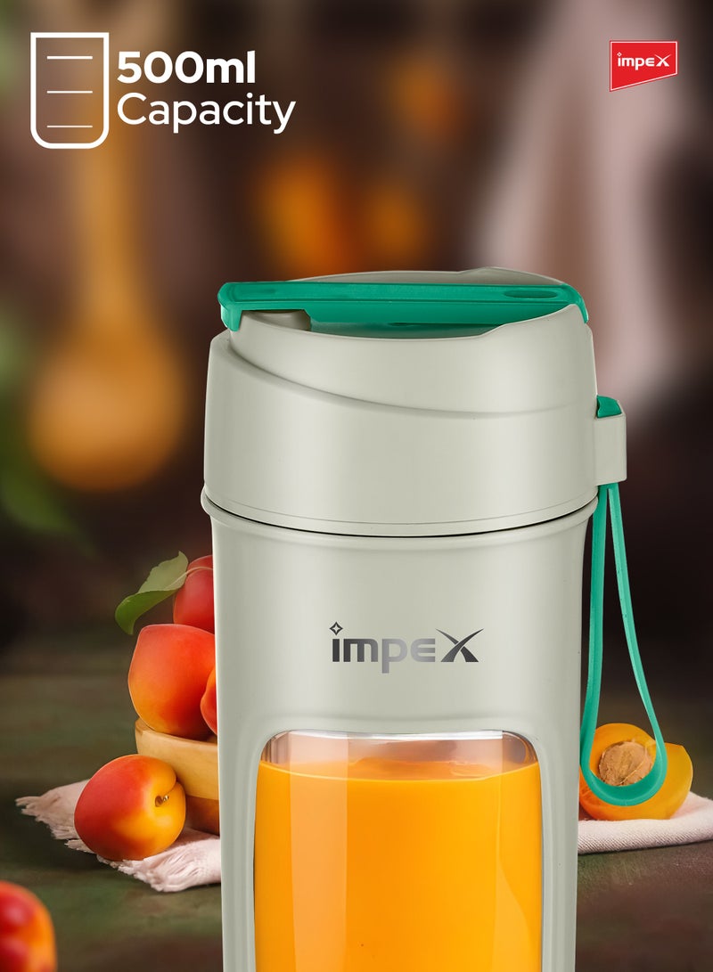 إمبكس Portable Blender, 50 W, Type C Rechargeable Personal Size Juicer Blender, PC Unbreakable Jar, For Mixer for Fruits, Smoothies & Shakes And Crushing Ice - 500 ml 50 W PBL 02 White  - Image 5