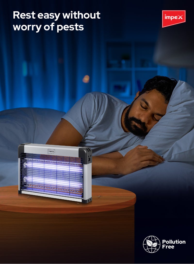 Impex Electric Insect Killer with 2 x 10W Ultra Violet Tubes, 30W Power, Automatic Pest Control, Pollution-Free, Non-Toxic, Low Power Consumption, Easy Tube Replacement - 30 W IK 4605 Multicolor - Image 3