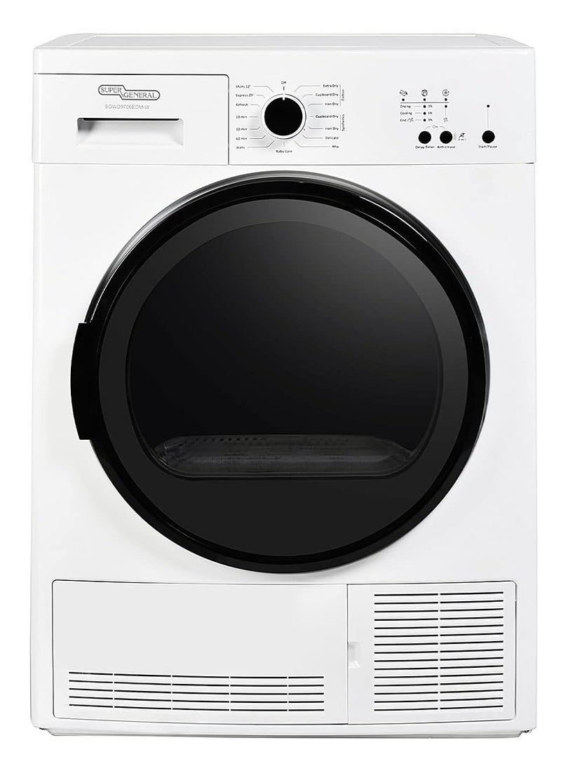 سوبر جنرال Super General 9Kg Dryer SGD9700DD White+ Super General 7Kg Washing Machine SGW7250NLED  White SGD9700DD+SGW7250NLED White  - Image 1