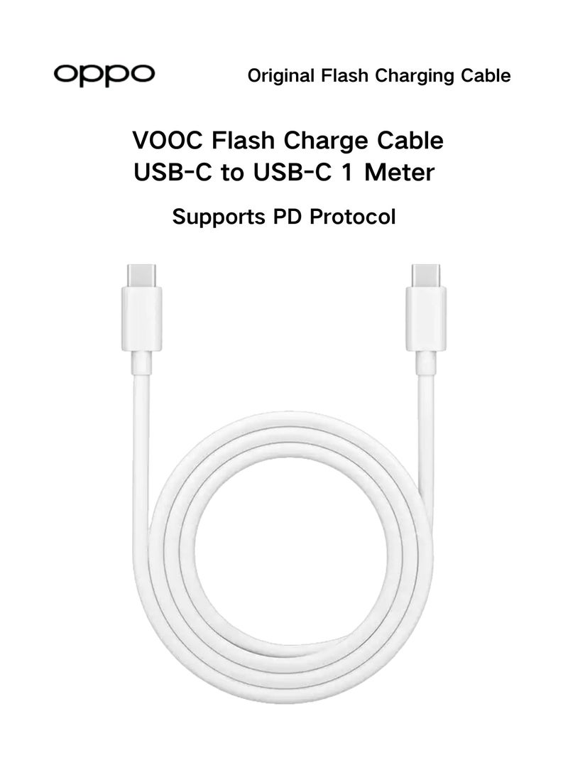 OPPO - DL149 Dual Type-C Cable - SuperVOOC Flash Charging, 1 Meter Length, High-Speed Data Transfer, Robust and Dependable White - Image 1