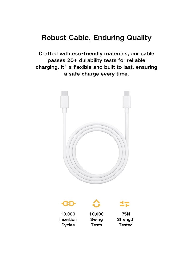 OPPO - DL149 Dual Type-C Cable - SuperVOOC Flash Charging, 1 Meter Length, High-Speed Data Transfer, Robust and Dependable White - Image 1