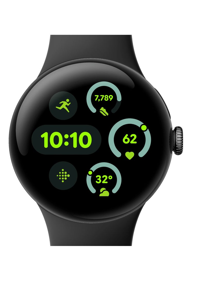 Google Pixel Watch 3 (41mm) - Android Smartwatch with Heart Rate Tracking, Advanced Running from Fitbit, Fitness Insights, 24-Hour Battery - Matte Black Aluminium Case - Obsidian Band - Wi-Fi Black  - Image 1
