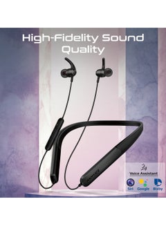 PROMATE Promate Wireless Neckband Earphones with Multi-Point Pairing, Omni-Directional Mic, 200-hour Playtime, In-Line Controls, Crystal-Clear Call Quality, And Comfortable Neckband for Active Lifestyles, Leap-200H Black  - Image 2