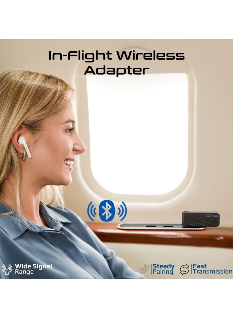 PROMATE - Promate’s Wireless Audio Converter with In-Flight Foldable AUX Jack for Travel, 10hrs Long-Lasting Battery, Universal Device Support, and Bluetooth v5.3 Technology – AirLink-BT Black - Image 1