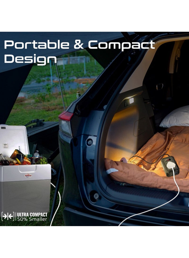 PROMATE - Promate 200W AC Socket Car Power Inverter with Multi-Port Outputs, Dual PD65W and 30W USB-C Ports, Dual QC18W USB-A Ports, Fire-Resistant Design, And Real-Time LCD Screen for Portable Charging, Inverto Black - Image 1
