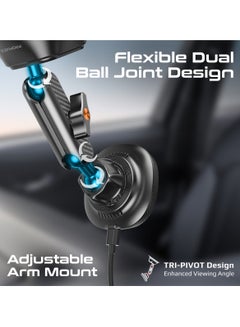 PROMATE Promate Qi2-certified Wireless Car Mount, Ultra-Fast MagSafe Car Charger with 15W Output, Adjustable Arm, Dual Ball Joint Design, Dashboard & Windshield Support, Charge Protection, 360 Degree Rotation, FlexDrive-Qi2 Black  - Image 4
