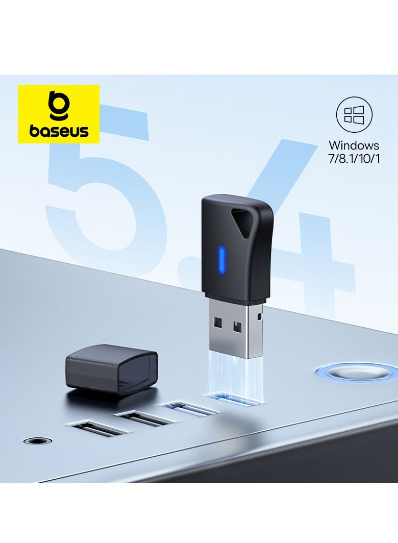 Baseus Latest USB Bluetooth Adapter for PC, Bluetooth 5.4 Dongle Transmitter, 【Lag-free Multi-device Connectivity】 for Mouse, Keyboard, Headsets, Gamepad, 【Driver-Free Plug-and-Play】 Design, Compact and Reliable Bluetooth 5.4 Adapter for Windows 8.1/10/11 Compatibility and Seamless Performance Bluetooth Adapter V5.4- Black  - Image 1