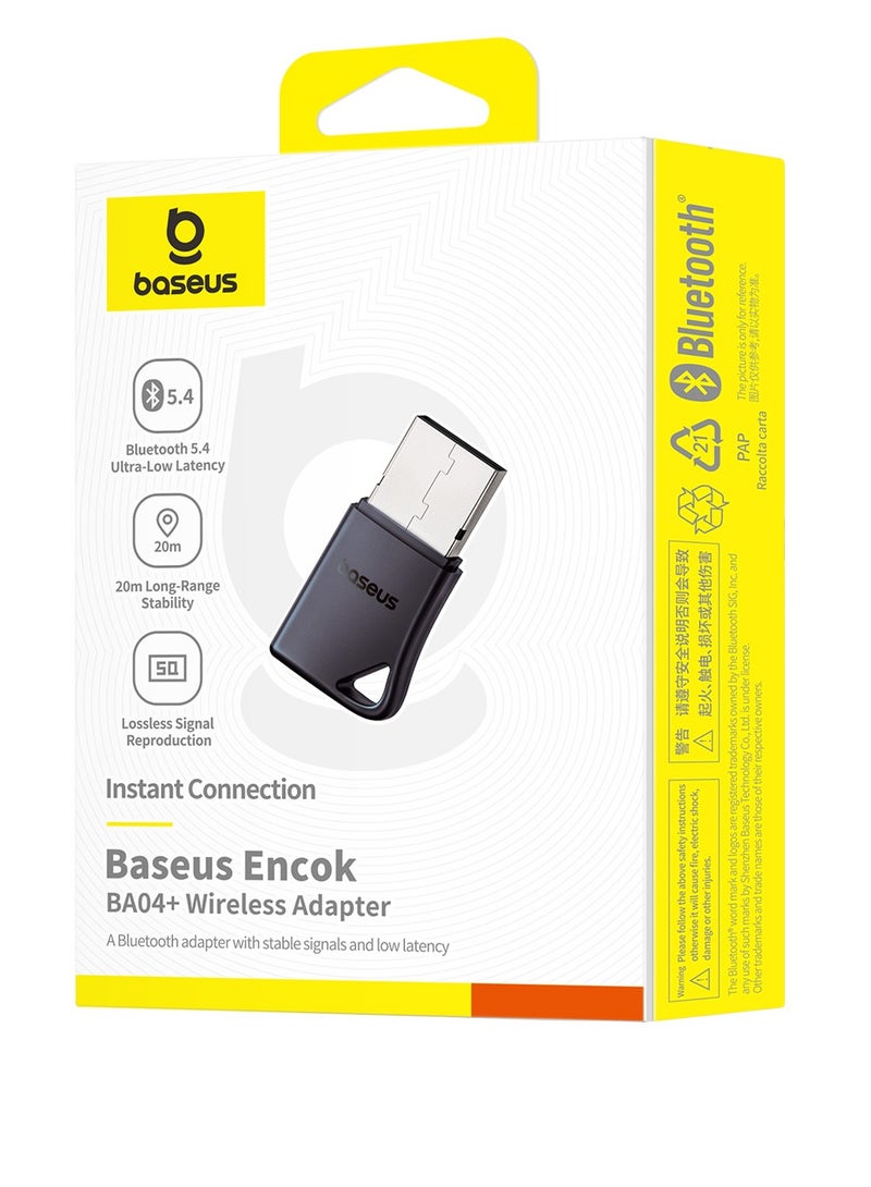 بيسوس - Latest USB Bluetooth Adapter for PC, Bluetooth 5.4 Dongle Transmitter, 【Lag-free Multi-device Connectivity】 for Mouse, Keyboard, Headsets, Gamepad, 【Driver-Free Plug-and-Play】 Design, Compact and Reliable Bluetooth 5.4 Adapter for Windows 8.1/10/11 Compatibility and Seamless Performance Bluetooth Adapter V5.4- Black - Image 1