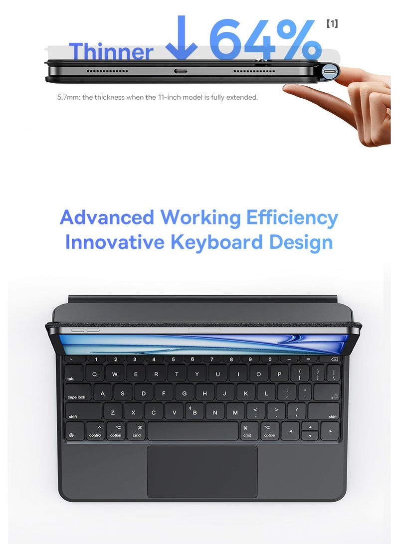 iPad Air 13 Keyboard Case, Ultra-Slim 5.7mm Magnetic iPad Pro 12.9 (2022/2021/2020/2018) & iPad Air 6 (13") Case Keyboard, Bluetooth 5.3, Smart LED Display, Easy-Set Floating Cantilever Stand, Precision Multi-Touch Trackpad, Backlit Keys, Premium Typing Experience, Magnetic Design, Adjustable Viewing Angles Black