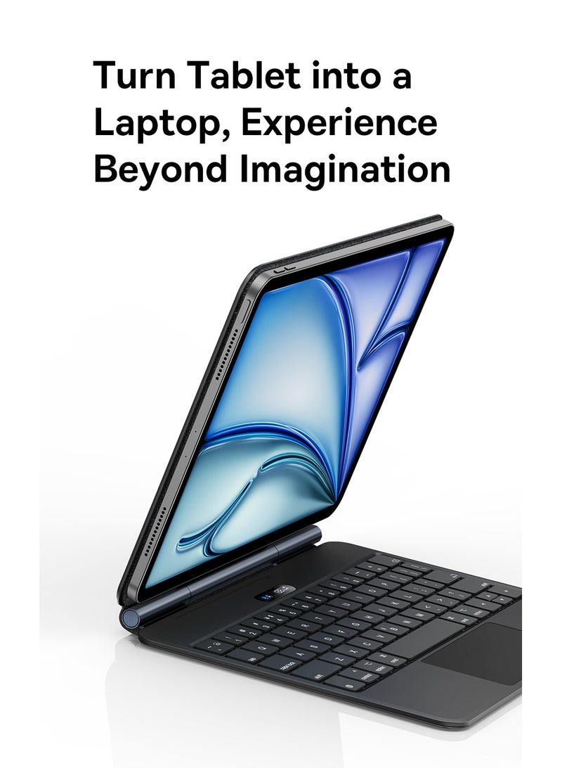 iPad Air 13 Keyboard Case, Ultra-Slim 5.7mm Magnetic iPad Pro 12.9 (2022/2021/2020/2018) & iPad Air 6 (13") Case Keyboard, Bluetooth 5.3, Smart LED Display, Easy-Set Floating Cantilever Stand, Precision Multi-Touch Trackpad, Backlit Keys, Premium Typing Experience, Magnetic Design, Adjustable Viewing Angles Black