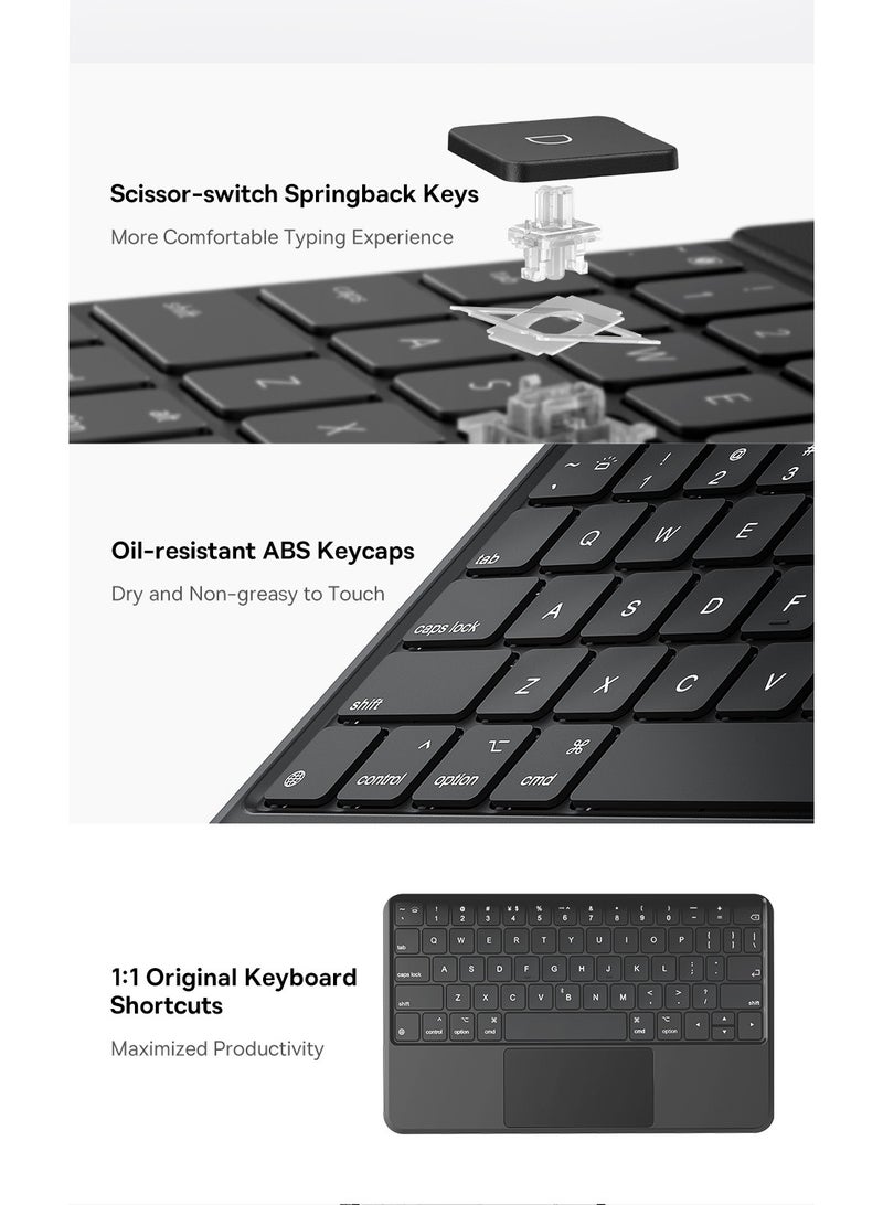 iPad Air 13 Keyboard Case, Ultra-Slim 5.7mm Magnetic iPad Pro 12.9 (2022/2021/2020/2018) & iPad Air 6 (13") Case Keyboard, Bluetooth 5.3, Smart LED Display, Easy-Set Floating Cantilever Stand, Precision Multi-Touch Trackpad, Backlit Keys, Premium Typing Experience, Magnetic Design, Adjustable Viewing Angles Black